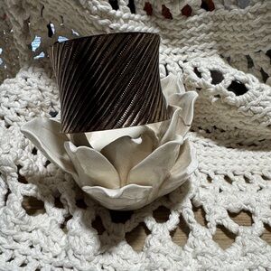 Diagonal Textured Cuff Bracelet - Silver Tone
